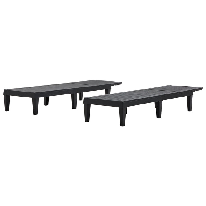 2 Piece Outdoor Chaise Lounges With Adjustable Backrest