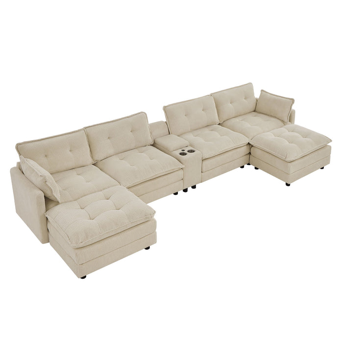 Oversized Modular Sectional Sofa With Multi Functional Console