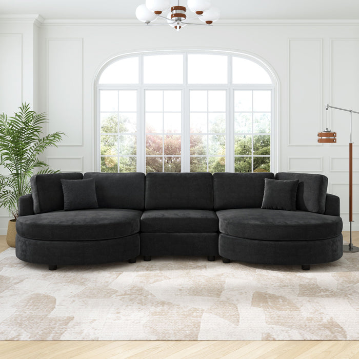 Modern 3 Seater Upholstered Sofa With Curved Design
