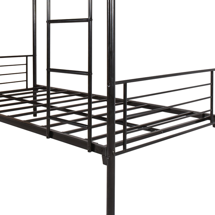 Space Saving Bunk Bed With Metal Frame And Ladder