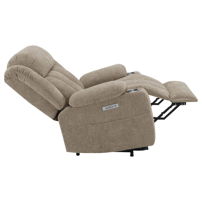 Beca - Upholstered Power Lift Recliner With Cupholders And USB Charging