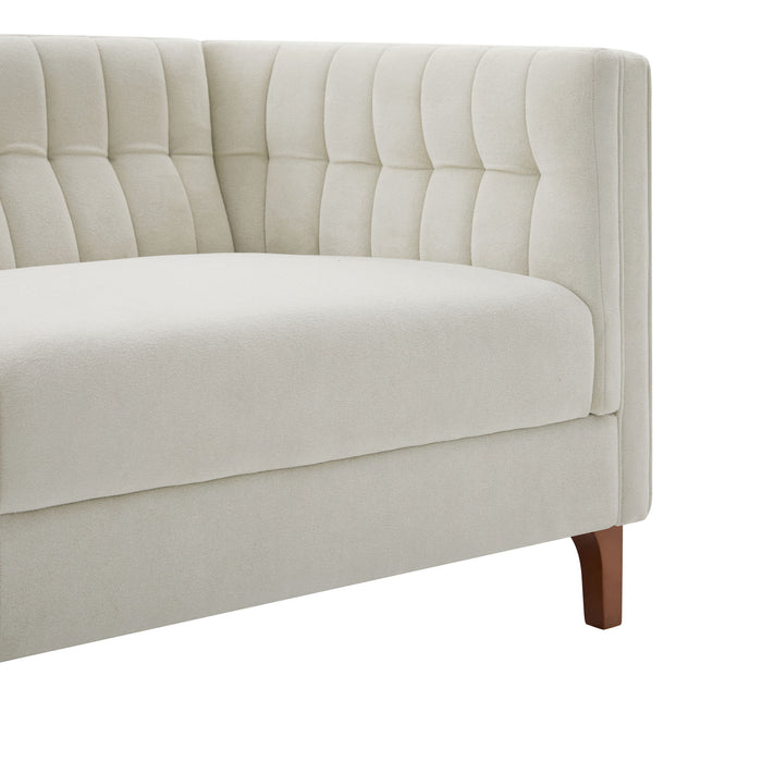Modern 3 Seater Sofa, Upholstered Couch With Curved Armrests