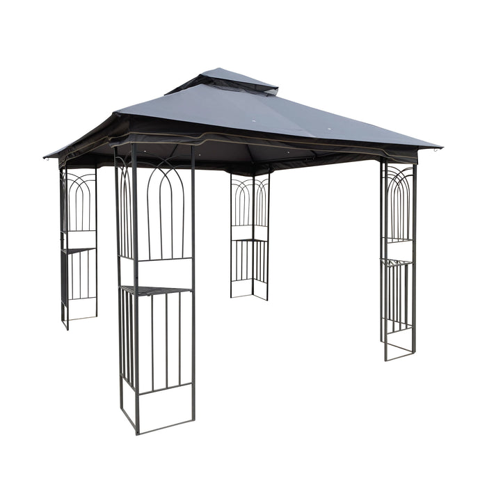 Patio Gazebo Tent With Ventilated Double Roof And Mosquito Net