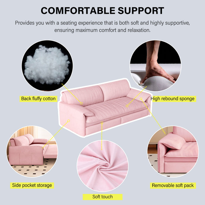Queen Pull Out Sofa Bed With Side Storage