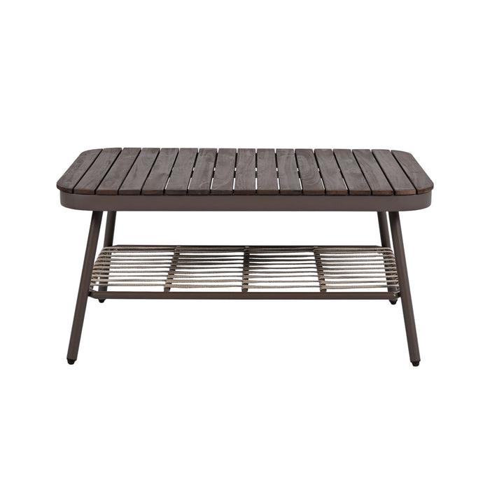 4 Piece Outdoor Patio Furniture Set, Metal Chairs With Woven Rope U Shaped Backrest