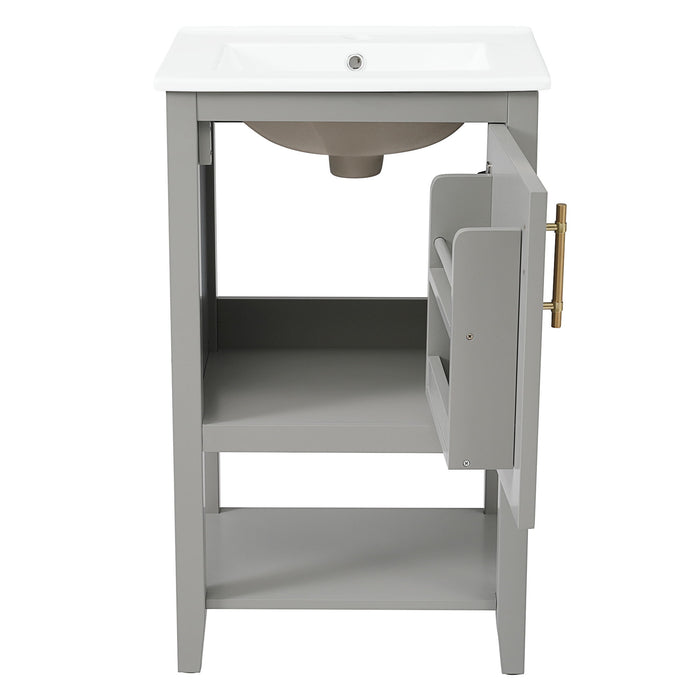 Modern Bathroom Vanity With Sink, Soft-Closing Door And Open Shelf