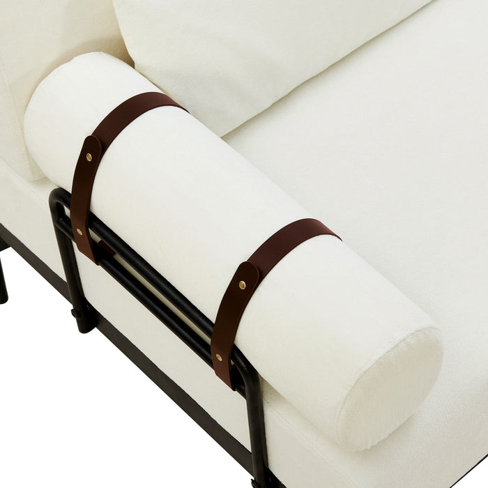 Modern Loveseat Sofa 2 Seater With USB Ports, Cylindrical Armrests