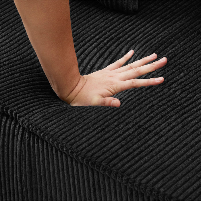 U-Shaped Sectional Sofa With RGB LED Light Strip And 6 Pillows