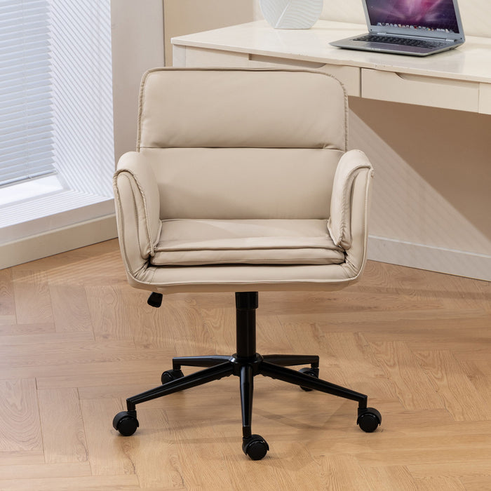 Criss Cross Swivel Desk Chair With Adjustable Armrests & Wheels For Home Office