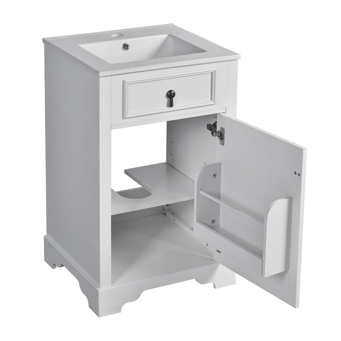 Elegant Bathroom Vanity With Ceramic Sink, Soft Close Door, Adjustable Shelf