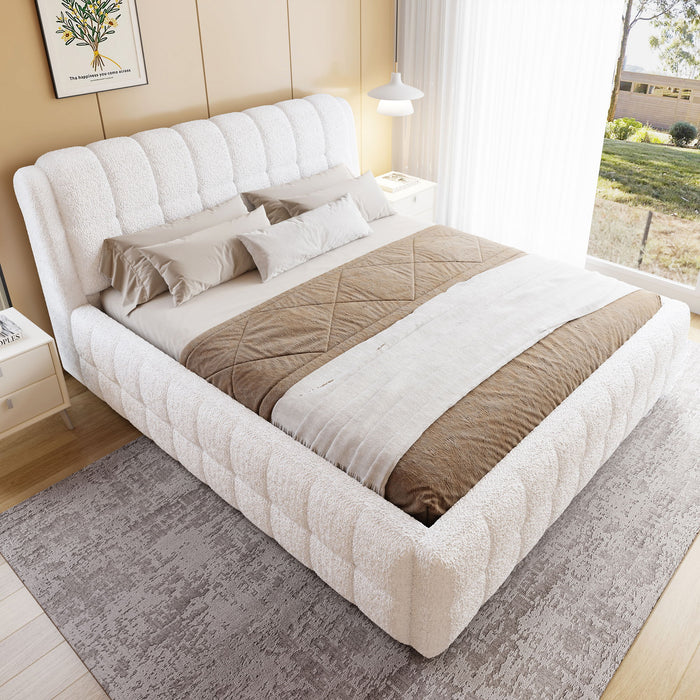 Upholstered Platform Bed With Stitching Details