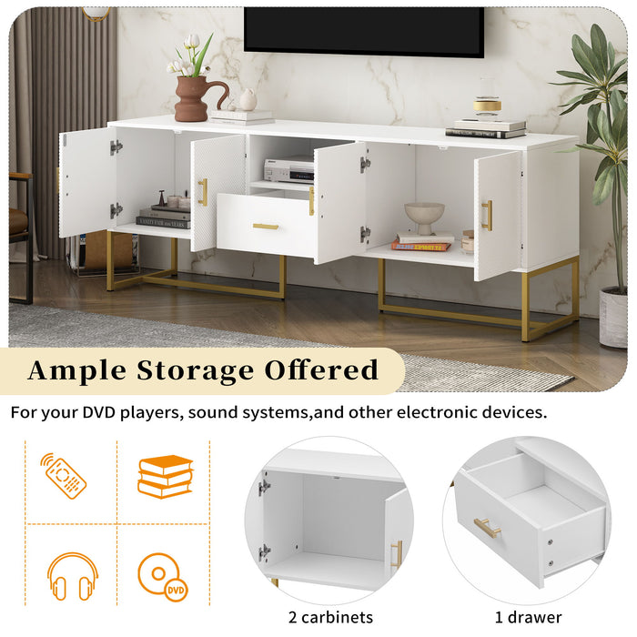TV Cabinet With 1 Drawer, 2 Cabinets, Handles And Anti-Tip Device