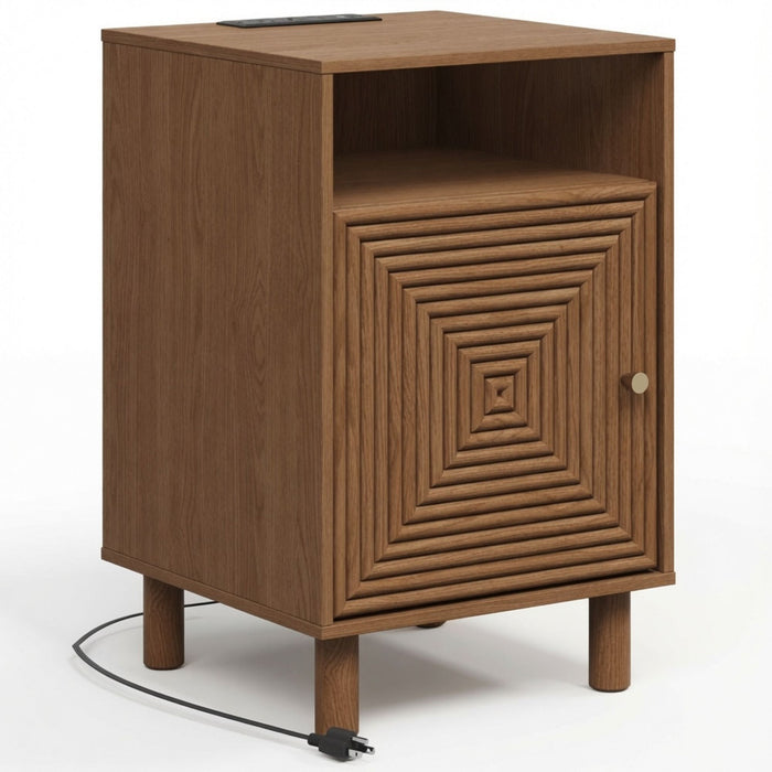 Nightstand With Charging Station & Storage