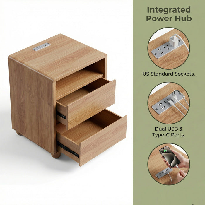 Nightstand With 2 Drawers And Shelves
