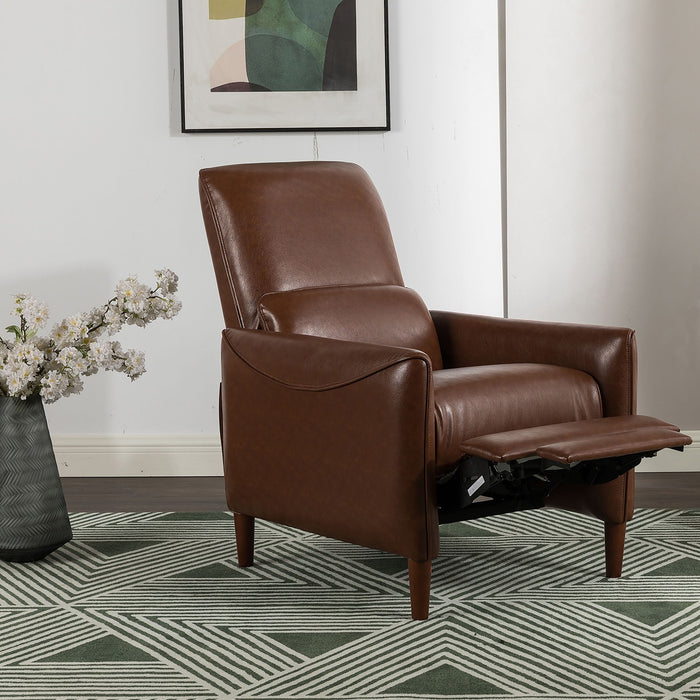 Upholstered Push Recliner Chair With Rubber Wood Legs For Living Room