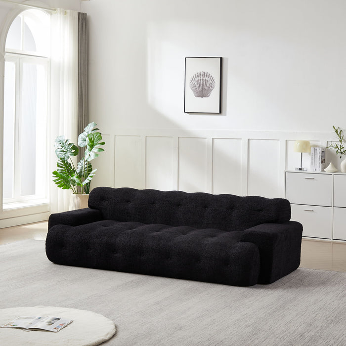 Cloud Series Minimalist Button Tufted Square Arm 3 Seater Sofa