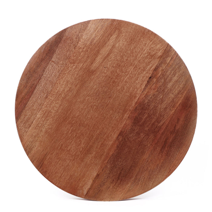 Modern Mango Wood Round End Table With Gold Accents, Solid Wood - Honey