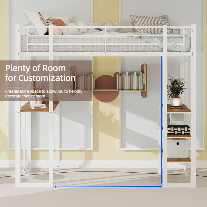 Bunk Bed With L-Shaped Desk And Dual Side Stairs