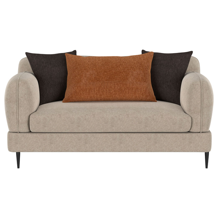 Repley - Upholstered Sculpted Track Arm Loveseat - Beige