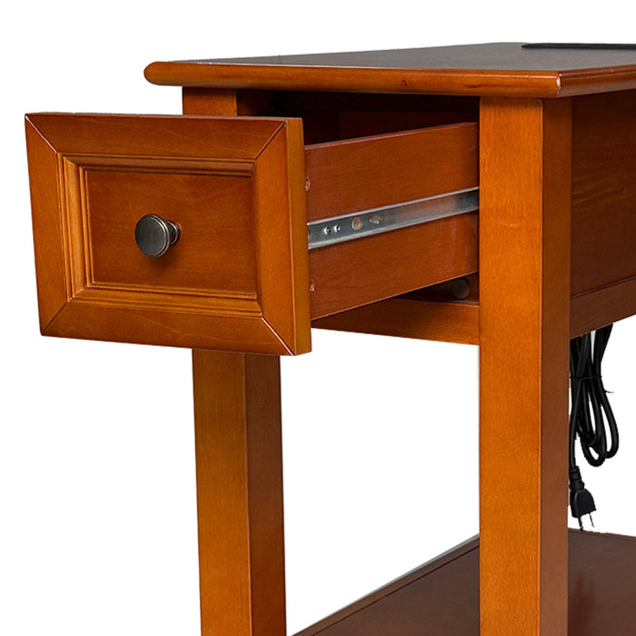 End Table With Drawer And Shelf For Living Room - Walnut