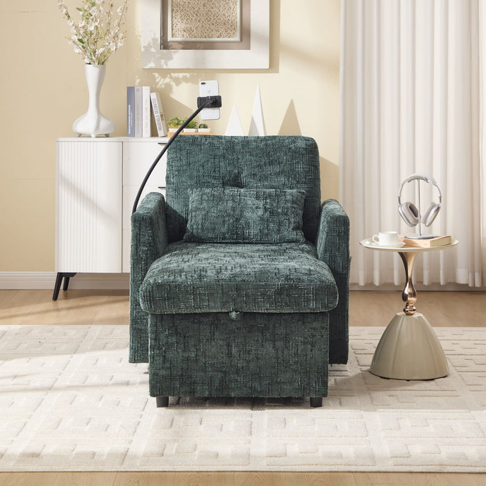 Multifunctional Chenille Recliner Sofa With Storage And Phone Bracket