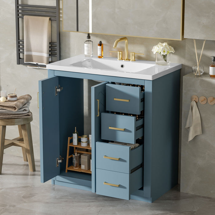 Bathroom Vanity With Sink, Storage Cabinet, Freestanding Set With 3 Drawers & Soft Closing Doors