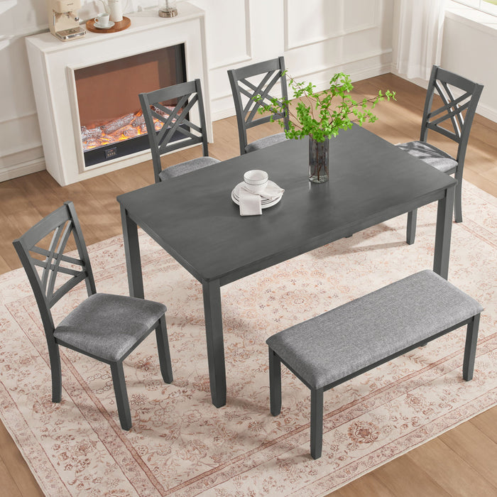 Kitchen Dining Set, Rectangular Dining Table & Upholstered Chairs