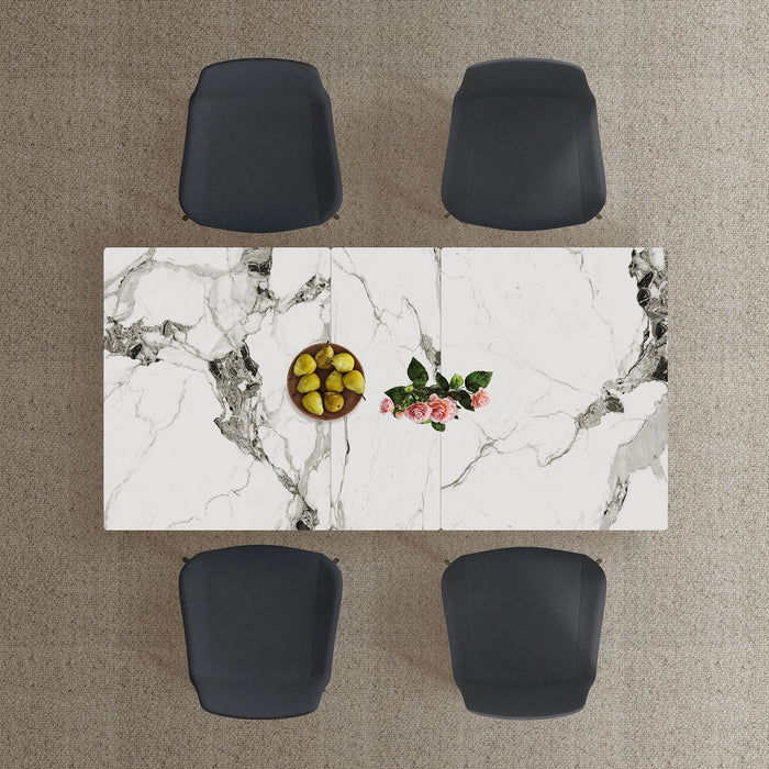 Modern Expandable Dining Table With Retractable Leaf With Chairs