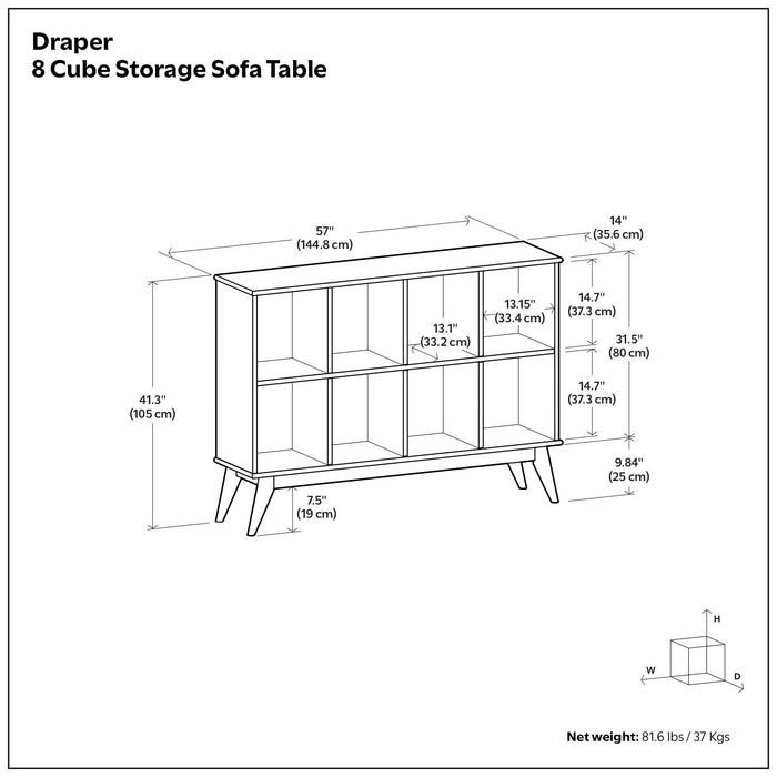 Draper - Mid Century 8 Cube Storage Sofa Table