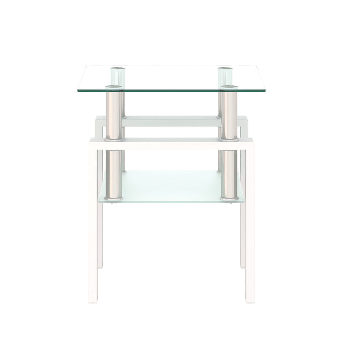Modern Tempered Glass Tea Table, End Square Table For Living Room