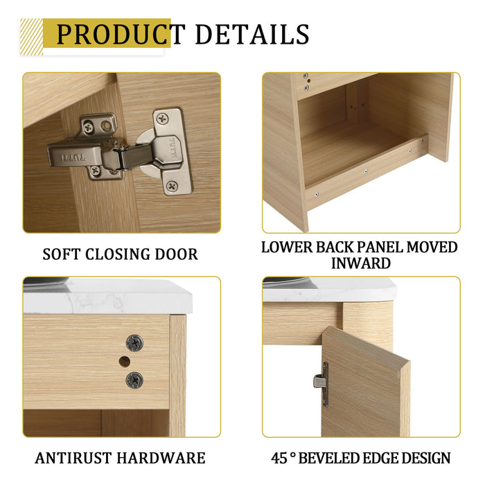 Mounted Bathroom Vanity With Art Sink & 2 Soft Close Doors