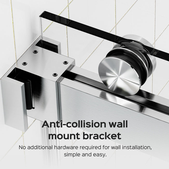 Frameless Double Sliding Shower Door In, Thick Tempered Glass, Reversible Installation