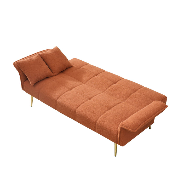 Convertible Double Futon Sofa Bed With Folding Armrests For Living Rooms