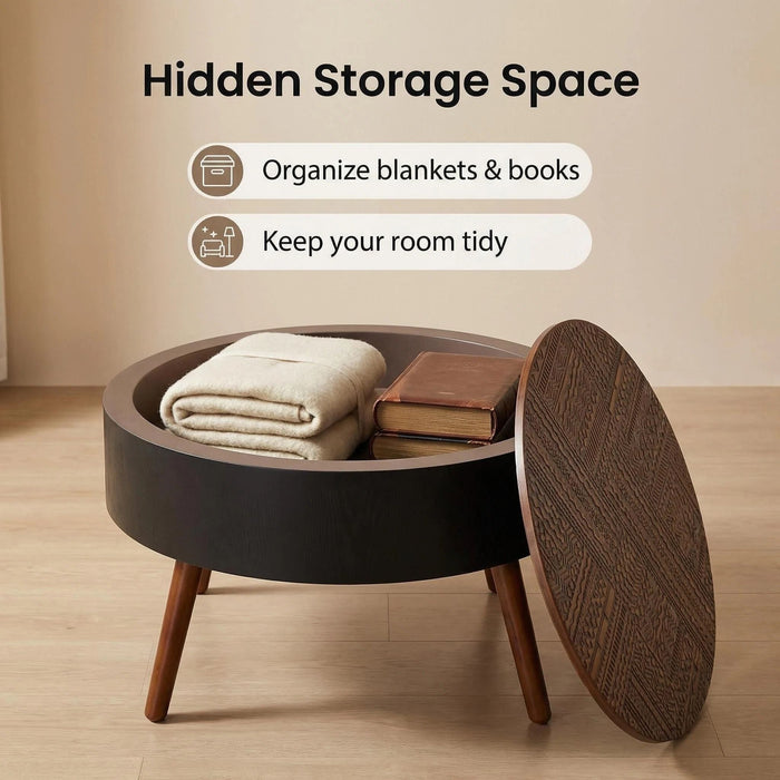 Round Coffee Table With Storage Function For Living Rooms