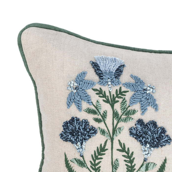Belcourt - 14" x 26" Floral Pillow - Floral Natural / Blue
