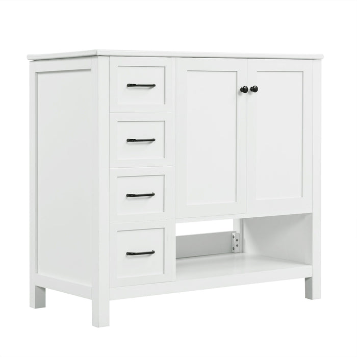 Bathroom Vanity With Sink Top, Bathroom Vanity Cabinet With 2 Doors And 2 Drawers, Open Shelf