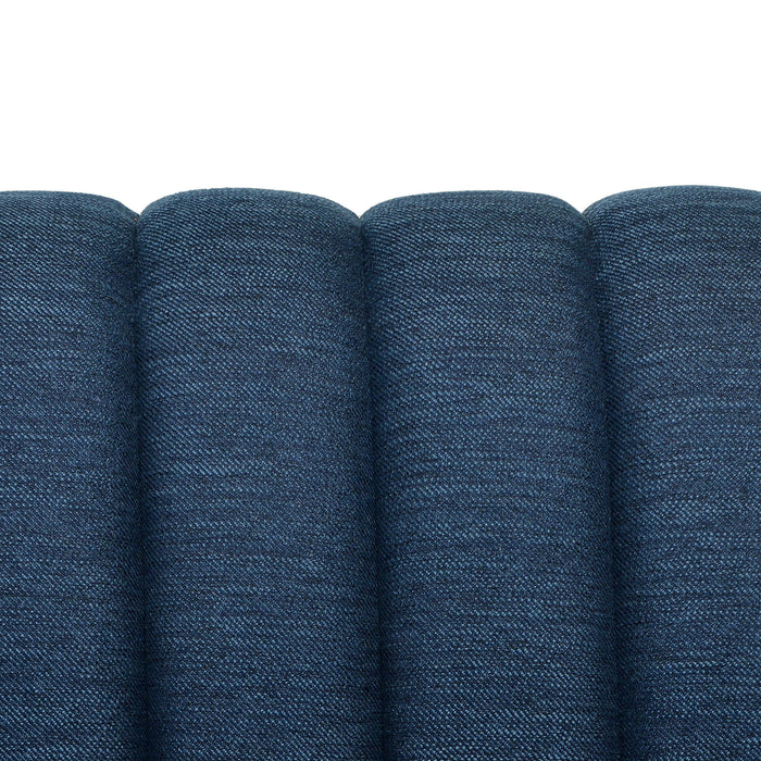 Contemporary 3 Seater Sofa With Button Tufted Design - Navy Blue