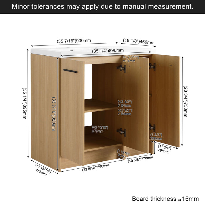 Wall Mounted Floating Bathroom Vanity With Sink, 3 Door Modular Cabinet