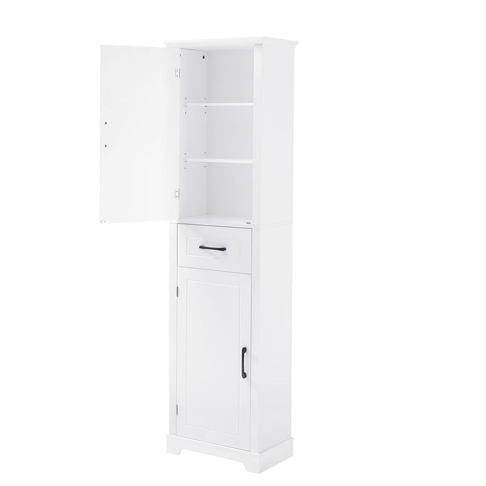 Tall Freestanding Bathroom Storage Cabinet With 2 Doors And Adjustable Shelves