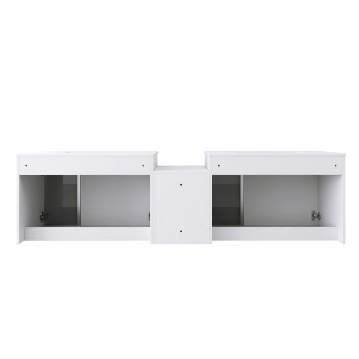 Wall Mounted Bathroom Vanity With Sink, Soft Close Doors, Cabinet & Half Door