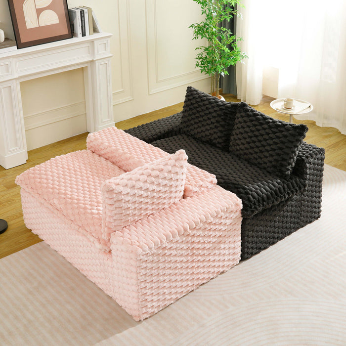 Multifunctional Sofa Pink Black, Fits 4 People