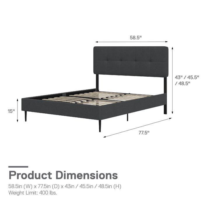 Tyler - Full Upholstered Bed - Dark Gray