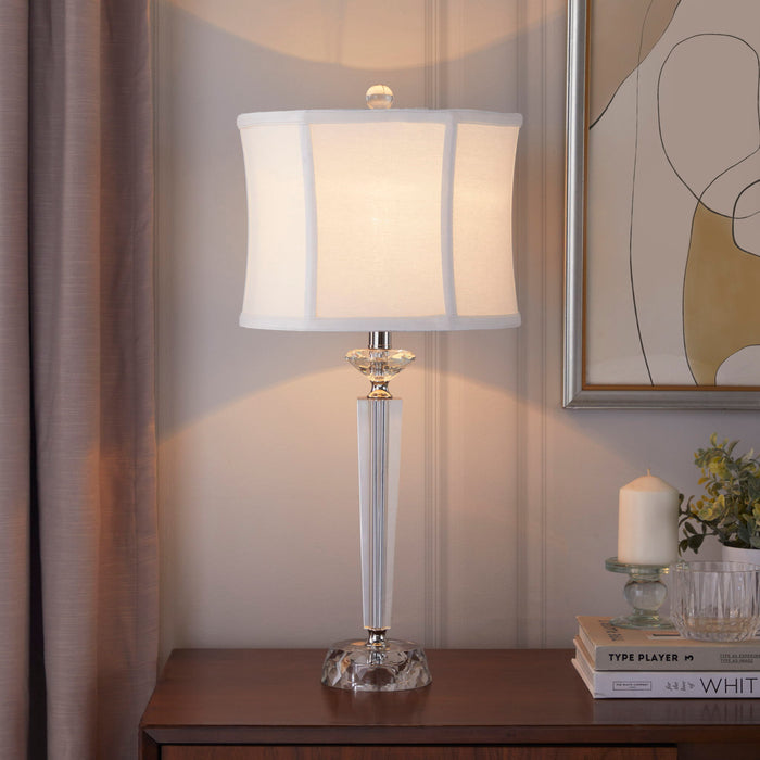 Diamond - Torch Contemporary Crystal Table Lamp (Set of 2) - Clear / Off White / Polished Nickel