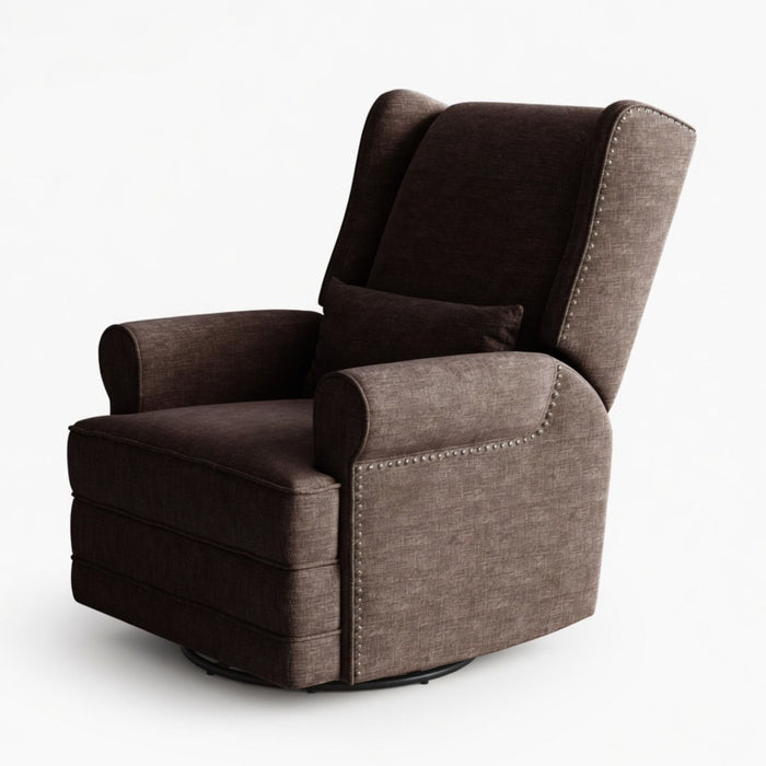 Extra Wide Swivel Recliner Glider Chair With Footrest - Brown