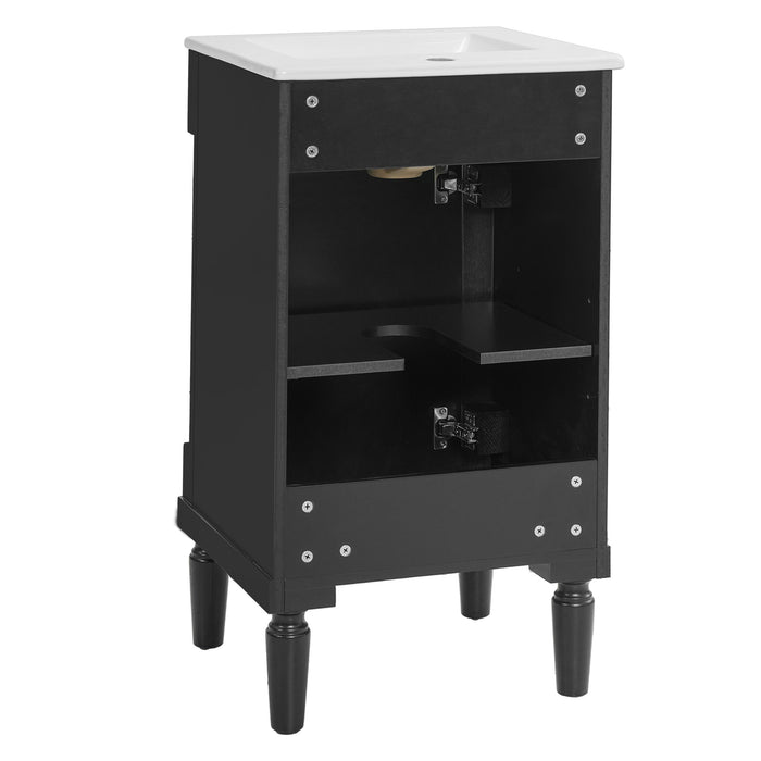 French Style Bathroom Cabinet With Sink, Adjustable Shelf