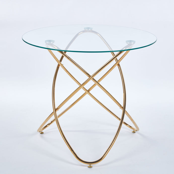 Metal Leg Dining Table With Tempered Glass Top