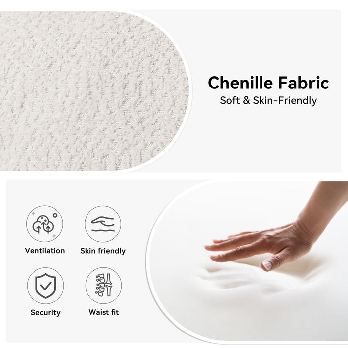 Fixed Modern Accent Chair Single Seater Plush Chenille Lounge Chair With High Resilience Cushion - Ivory White