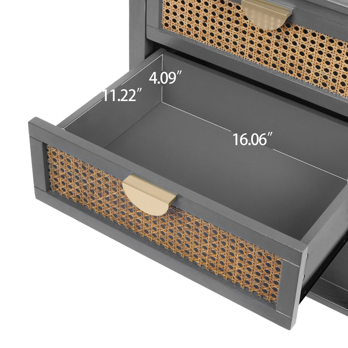 2 Drawer Side Table, Natural Rattan