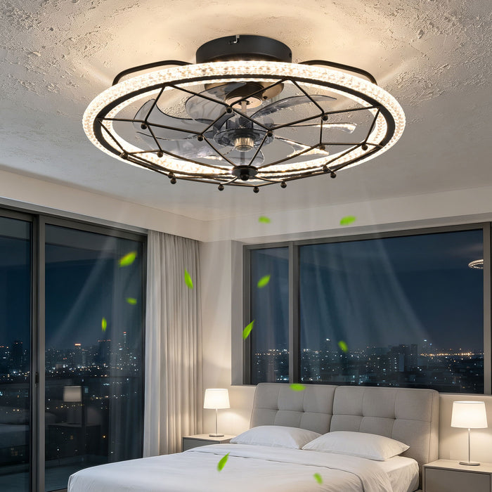 Ceiling Fan With Light And Remote Control, 6 Speeds, 3 Color Options - Matte Black