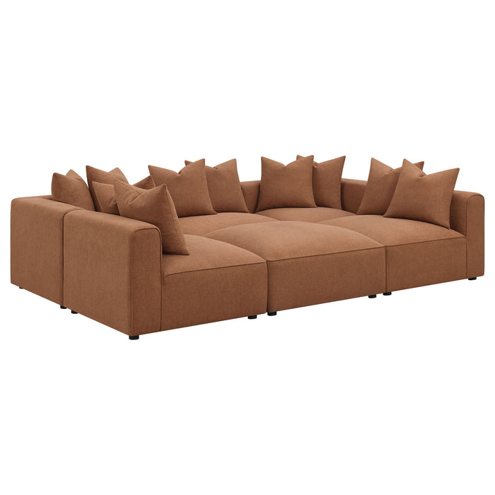Colleen - 6 Piece Modular Sectional With Tight Seats - Terracotta